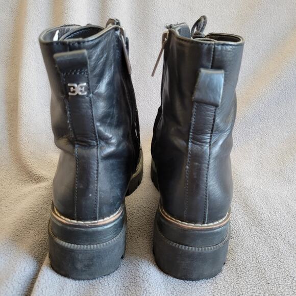 SAM EDELMAN GARRET Shoes Boots Womens 8 Combat Leather Lace Up Inner Zip Motor - Picture 7 of 14